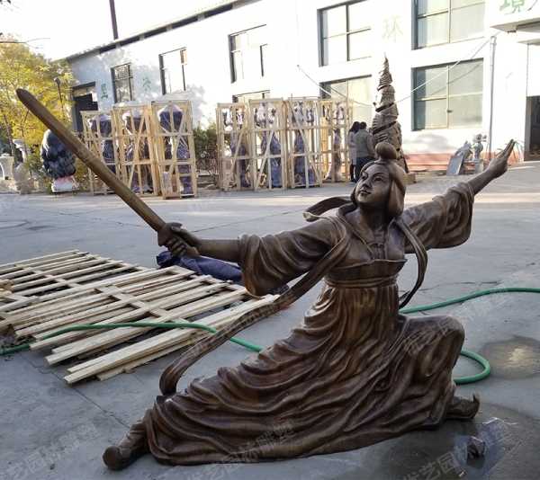 盛唐舞劍第一人——公孫大娘，銅人物雕塑